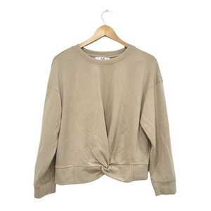 MAGASCHONI Sweatshirt Crewneck Modal Blend Twist Front Soft‎ Beige L Athleisure